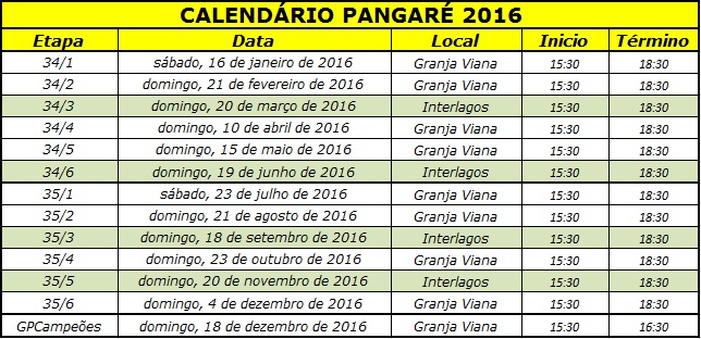 Calendario 2016